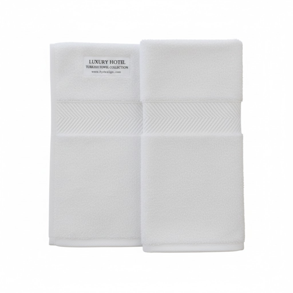 Close-up of hand towel fabric showcasing a smooth, plush texture and durable cotton fibers