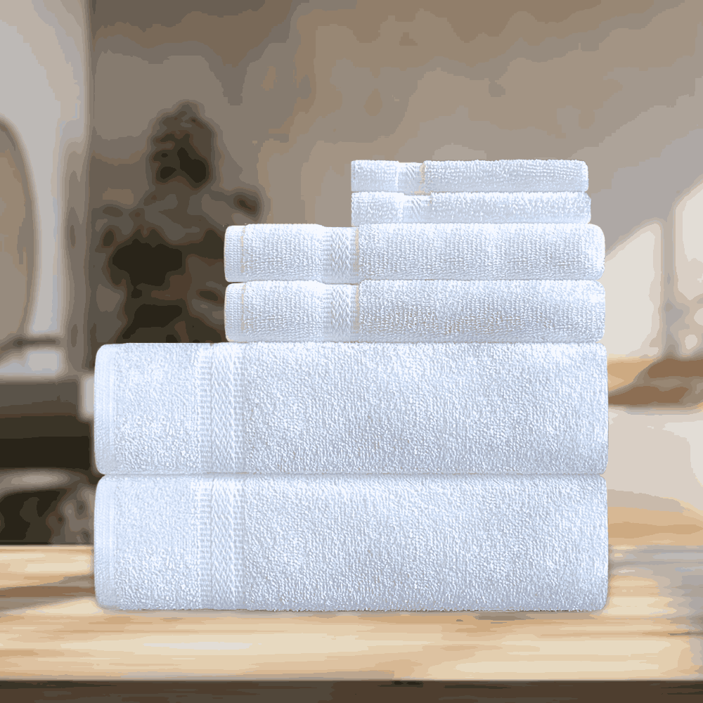 Hotel Towel Sets at Wholesale Price - Premium-quality hotel towels available in various quantities, tailored to meet the needs of hotels, Airbnbs, and vacation rentals seeking long-lasting and quick-dry solutions - Bath Towel (2﻿pcs), Hand Towel (2pcs), Wash Cloth (2pcs)