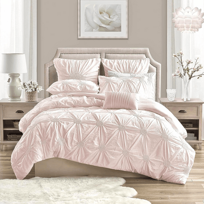 Luxurious 3pc Floral Ruched Duvet Cover Set (Multiple Colors Available)