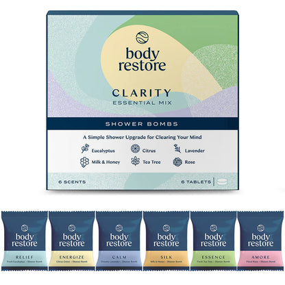Clarity Shower Bombs - Essential Variety 6-Pack Box