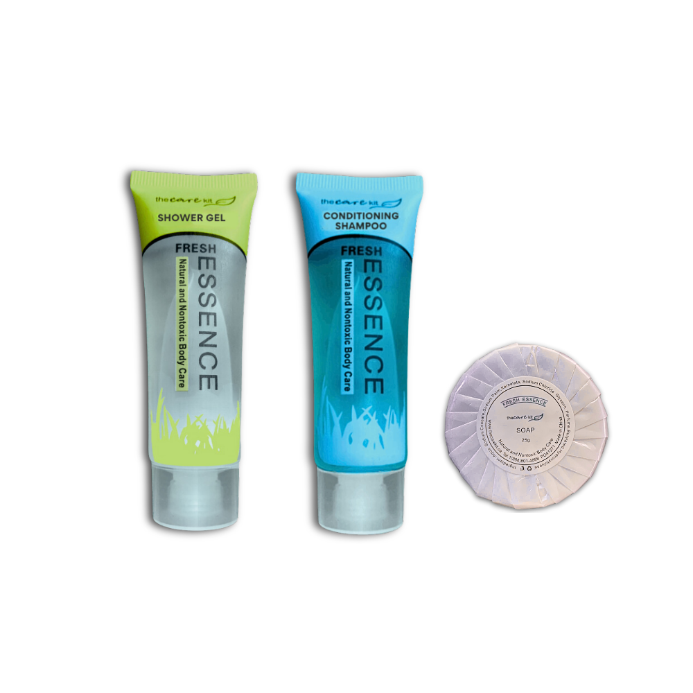 Mini Hotel Amenities - Combo 20 (3 Pcs) - Includes Shower Gel, Conditioning, and Soap