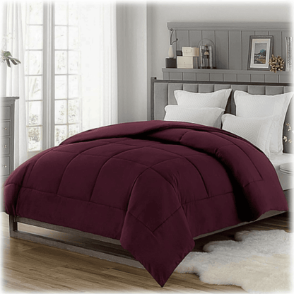 All Season Bedding Down Alternative Comforter - Heavy Fill - Burgundy Affordable twin-size lightweight duvet on sale, crafted for essential warmth and eco-friendly use in dorm rooms or hotels
