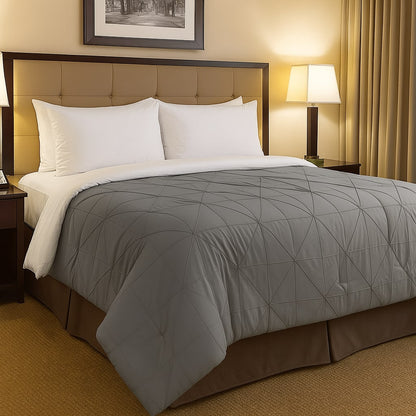 Durable microfiber 3pc pintuck comforter set providing soft comfort and elegant bedding presentation.