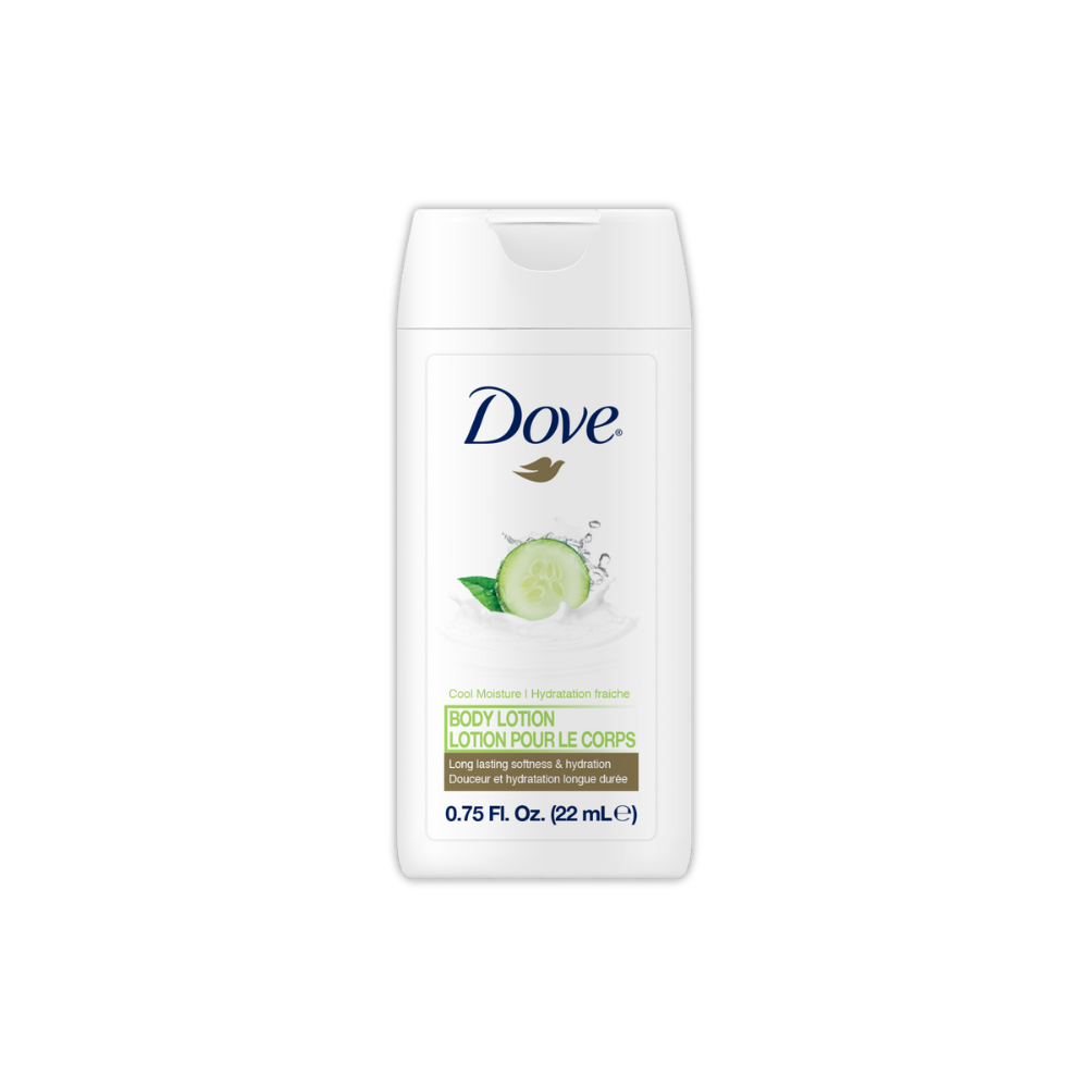 Dove Cucumber Cool Moisture Mini Body Lotion - 22ml - Dove hydrating scented/fragrance cucumber melon body lotion, dove travel size, dove hotel amenities, dove hotel scented/fragrance cucumber melon body lotion, dove mini scented/fragrance cucumber melon body lotion, dove small scented/fragrance cucumber melon body lotion, dove products, dove bulk mini travel sized products, dove long-lasting soft body shampoo, Dove body care, dove mini body care, dove travel size body care products, Dove products, discount