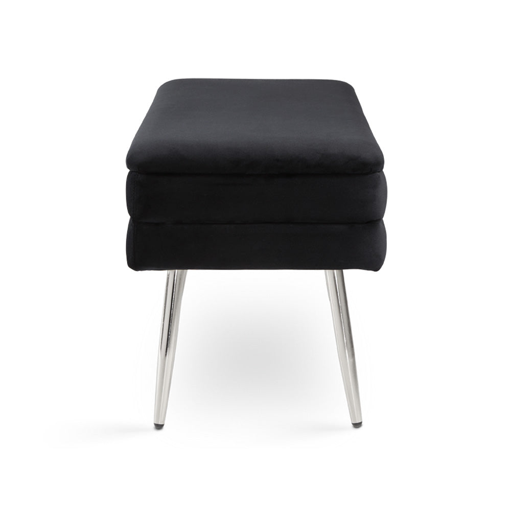 Black velvet polyester fabric with Chrome legs
