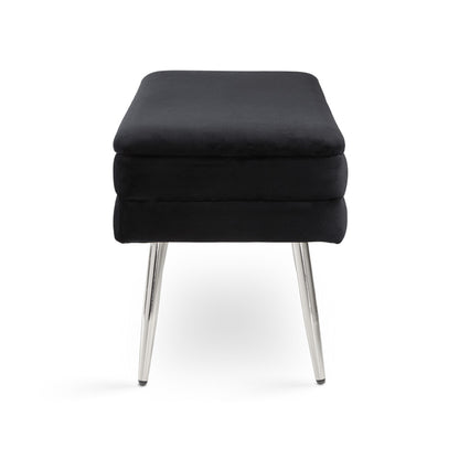 Black velvet polyester fabric with Chrome legs