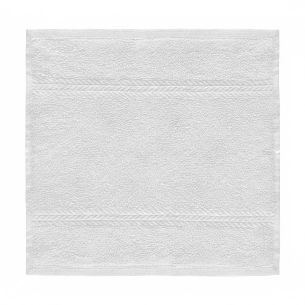 Soft cotton washcloth with a classic herringbone weave, offering a plush feel and an elegant, spa-inspired look