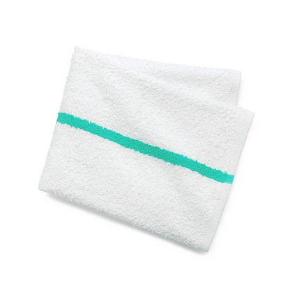 Bulk cotton kitchen hand towels - Green Stitch (Close up)