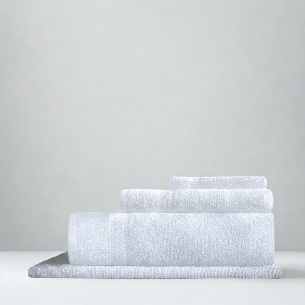 Close-up of cotton towel fabric showing dense yarn loops for a soft, plush, and comfortable feel