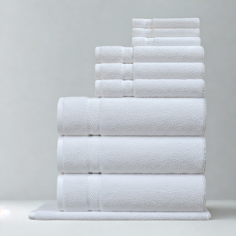 White cotton washcloth with a gentle texture, designed for everyday comfort and effective cleansing