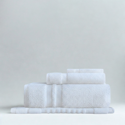 Cotton towel stack with a balanced, structured look that reflects durability and everyday luxury