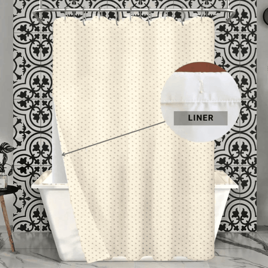 Heavy Duty Hooked Dot Pattern 2 Piece Shower Curtain Set with Nylon Liner (70x72")