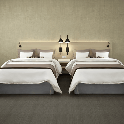 Hudson Clean Modern Beige Wood Bed - Two Beds