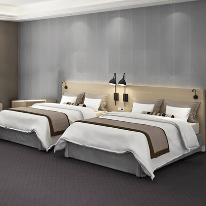 Hudson Clean Modern Beige Wood Bed - Two Beds - Side View