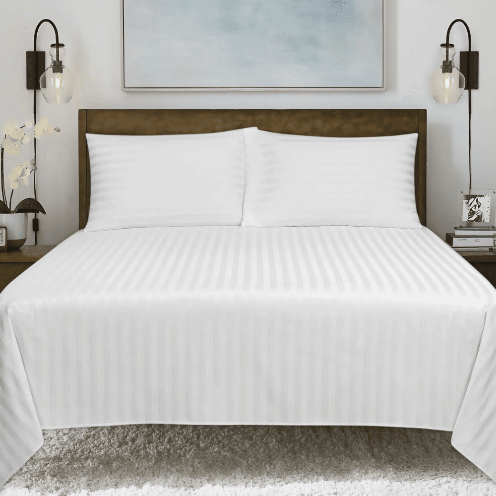 Soft bed sheet set for comfortable sleep, breathable fabric ideal for hotels, guest rooms, and everyday home use