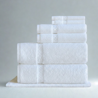 Close-up of towel fabric revealing a smooth, durable weave designed for comfort and quick drying