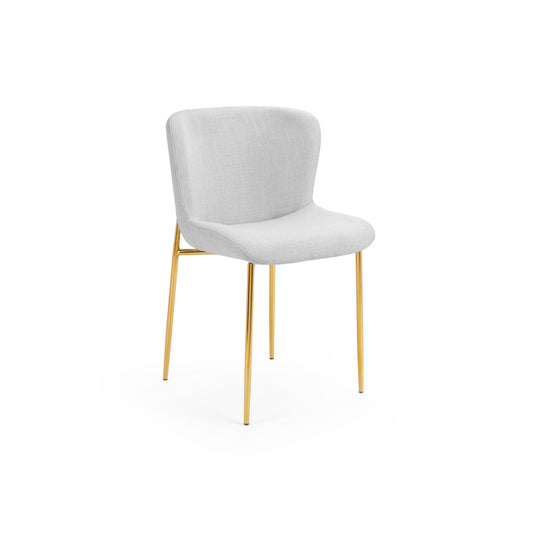 Malta Dining Chair  Light Grey Linen with Gold  Legs