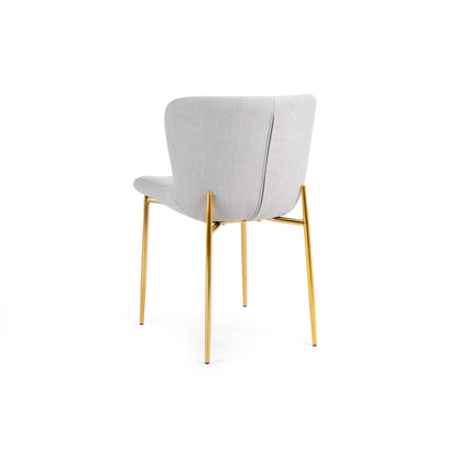 Malta Dining Chair  Light Grey Linen with Gold  Legs 25.2 x 19.3 x 33.5 inches