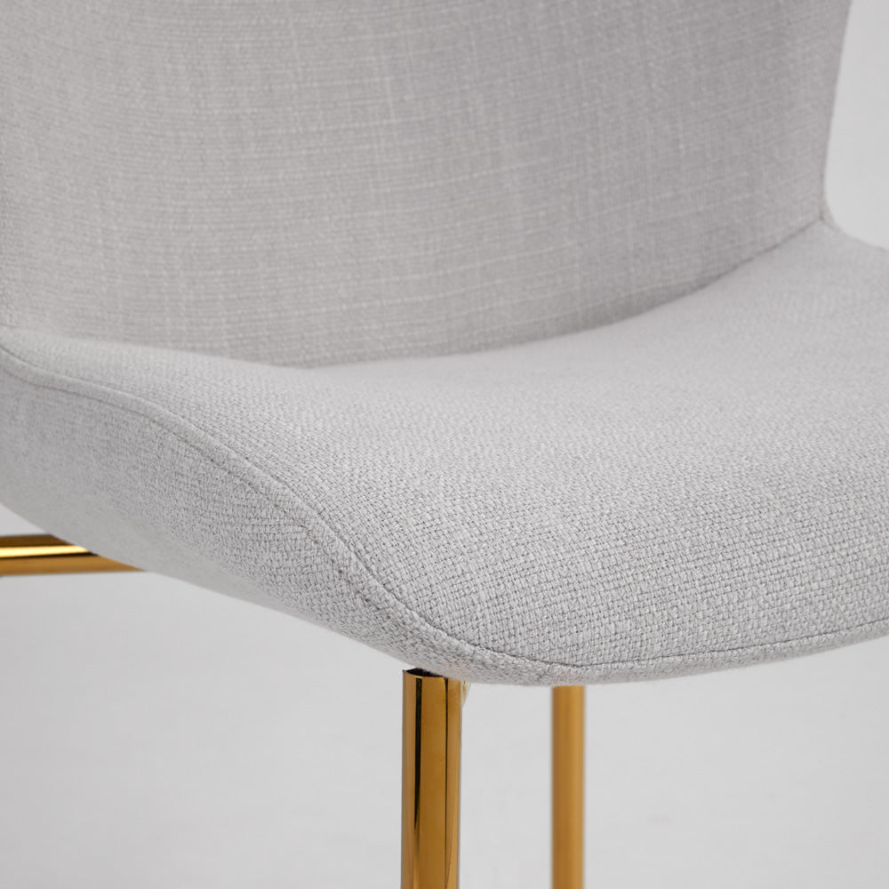 Malta Dining Chair  Light Grey Linen with Gold  Legs 64 x 49 x 85 cm
