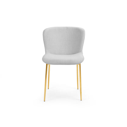 Malta Dining Chair with Light Grey Linen Fabric and Gold Polished Steel Legs