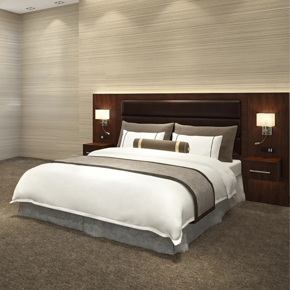 Maxim Mahogany Colored Wood Bed - Side View