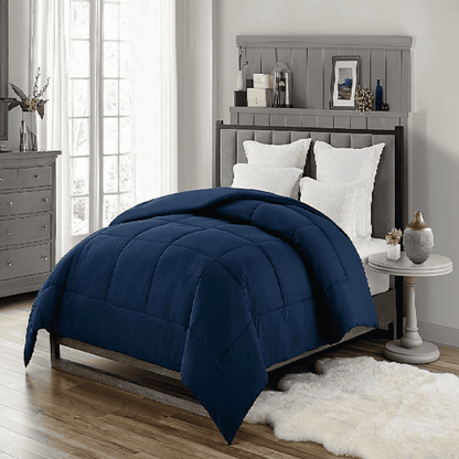 All Season Bedding Down Alternative Comforter - Heavy Fill - Navy Blue Affordable twin-size lightweight duvet on sale, crafted for essential warmth and eco-friendly use in dorm rooms or hotels
