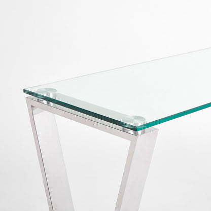 Elegance meets stability with HYC Design’s Tempered Glass, Stainless Steel table. with enduring quality