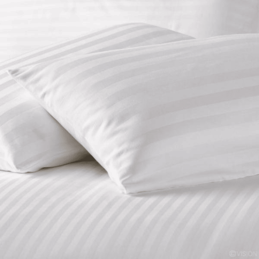 Pillowcases - Cotton Polyester Blend Sateen Stripes - 300 Thread Count