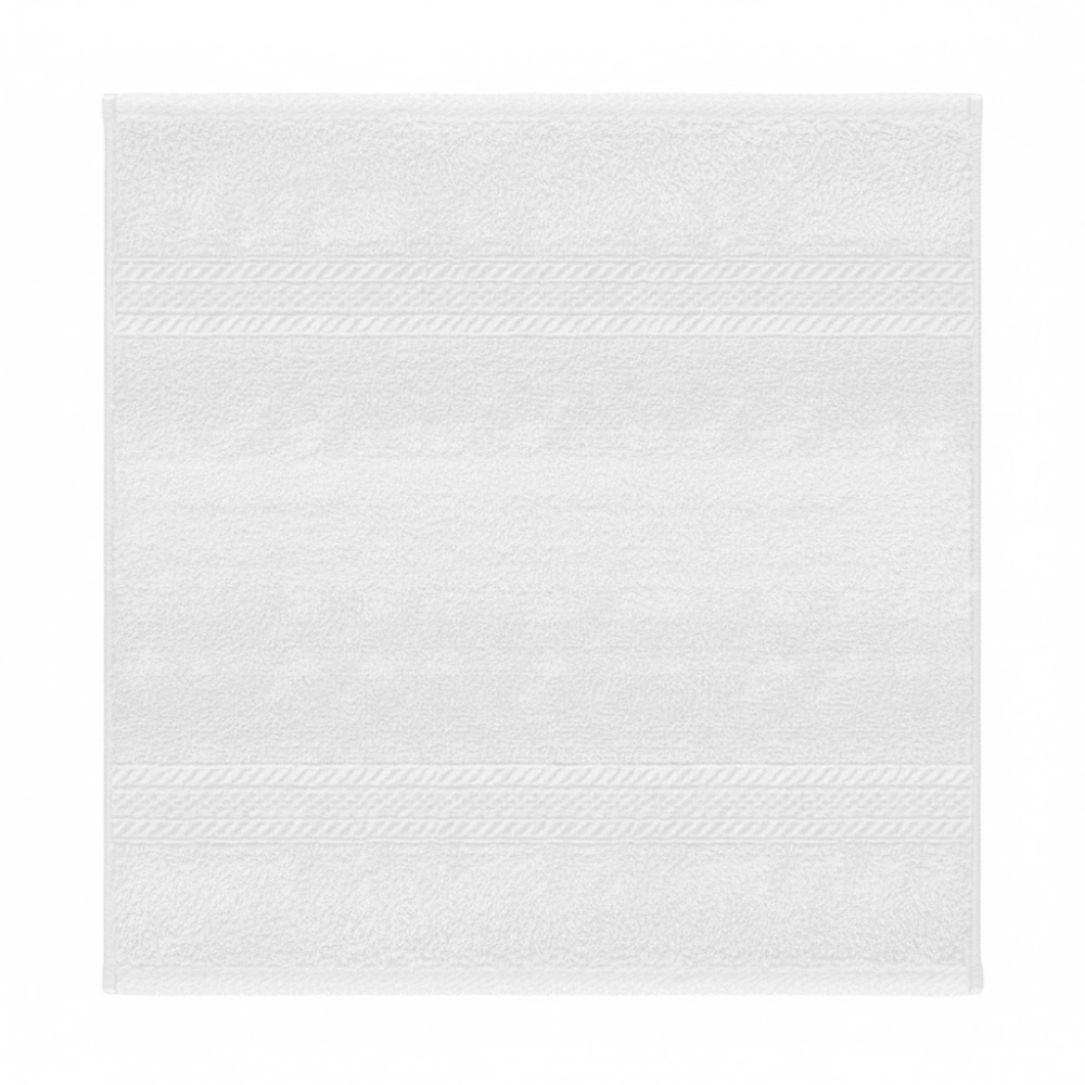 Plush cotton washcloth with a soft, thick texture and a classic dobby border for a spa-inspired cleansing experience