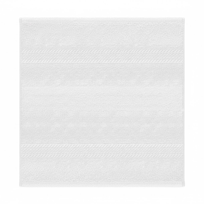 Plush cotton washcloth with a soft, thick texture and a classic dobby border for a spa-inspired cleansing experience