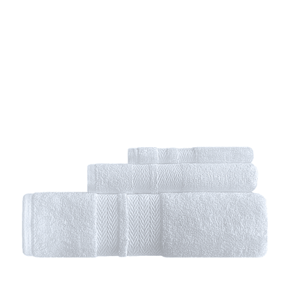 Elegant hotel towels available in various sizes and quantities, perfect for creating a seamless and comfortable washroom experience for your guests. BWG Series - 3 Pc Towel Set - White Background