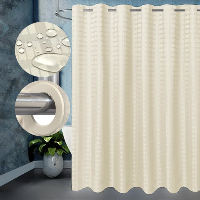 Hook Less Shower Curtain 1 Piece - Cream Lattice