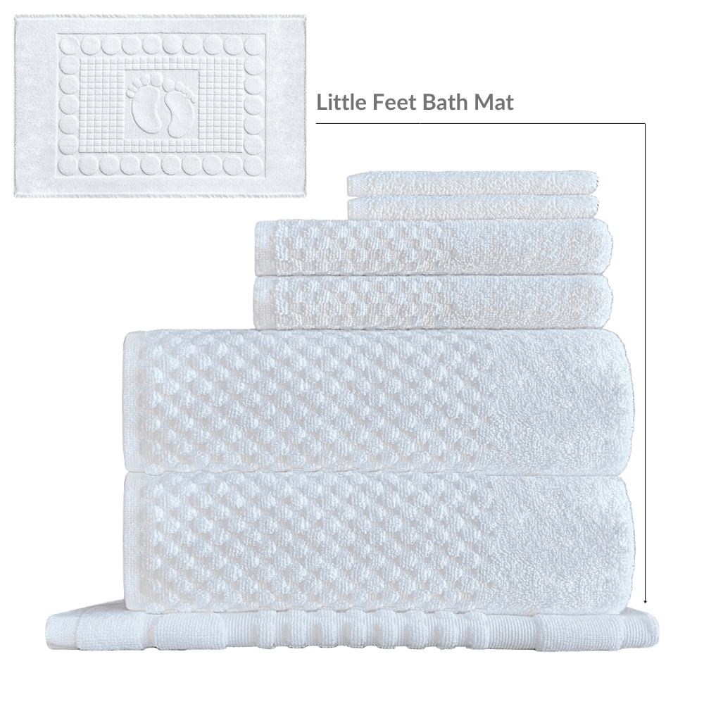 Plush and durable towels for Airbnbs, designed to handle frequent washing while retaining their softness and quick-dry performance for consistent quality. DT Series Towel Set - 7 Pc