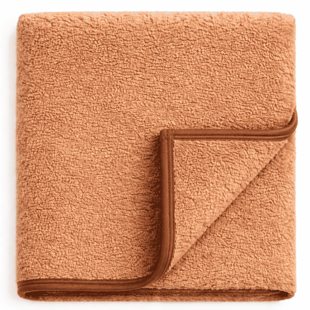 Soft sand fleece blanket with piping, ideal for hotel rooms, resorts and Airbnb and hospitality use.