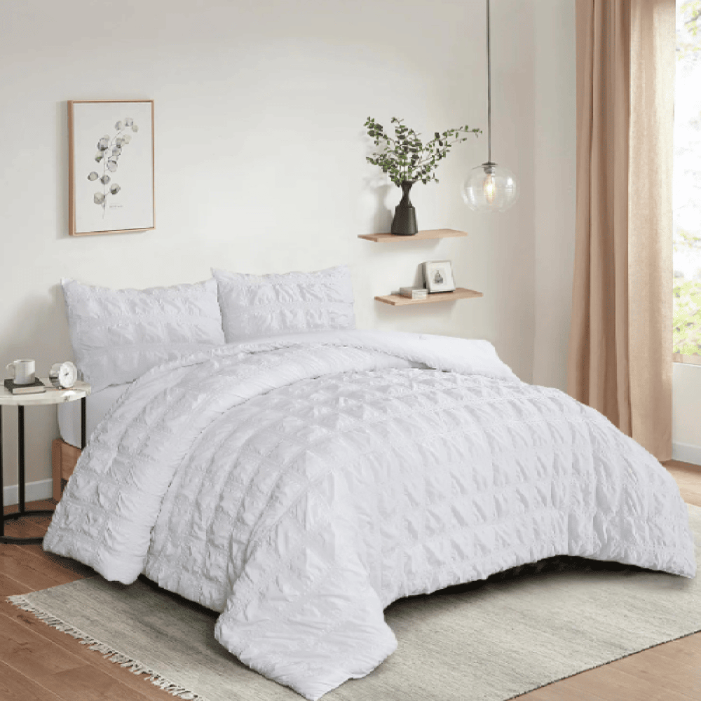 Seersucker Soft Microfiber Comforter Set White