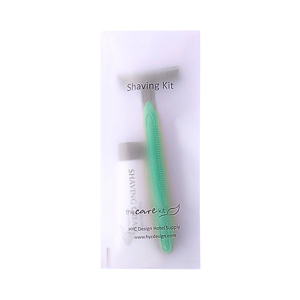 Hotel hygiene products Shaving Kit with a precision razor and shaving cream for a close, smooth shave and luxurious grooming.