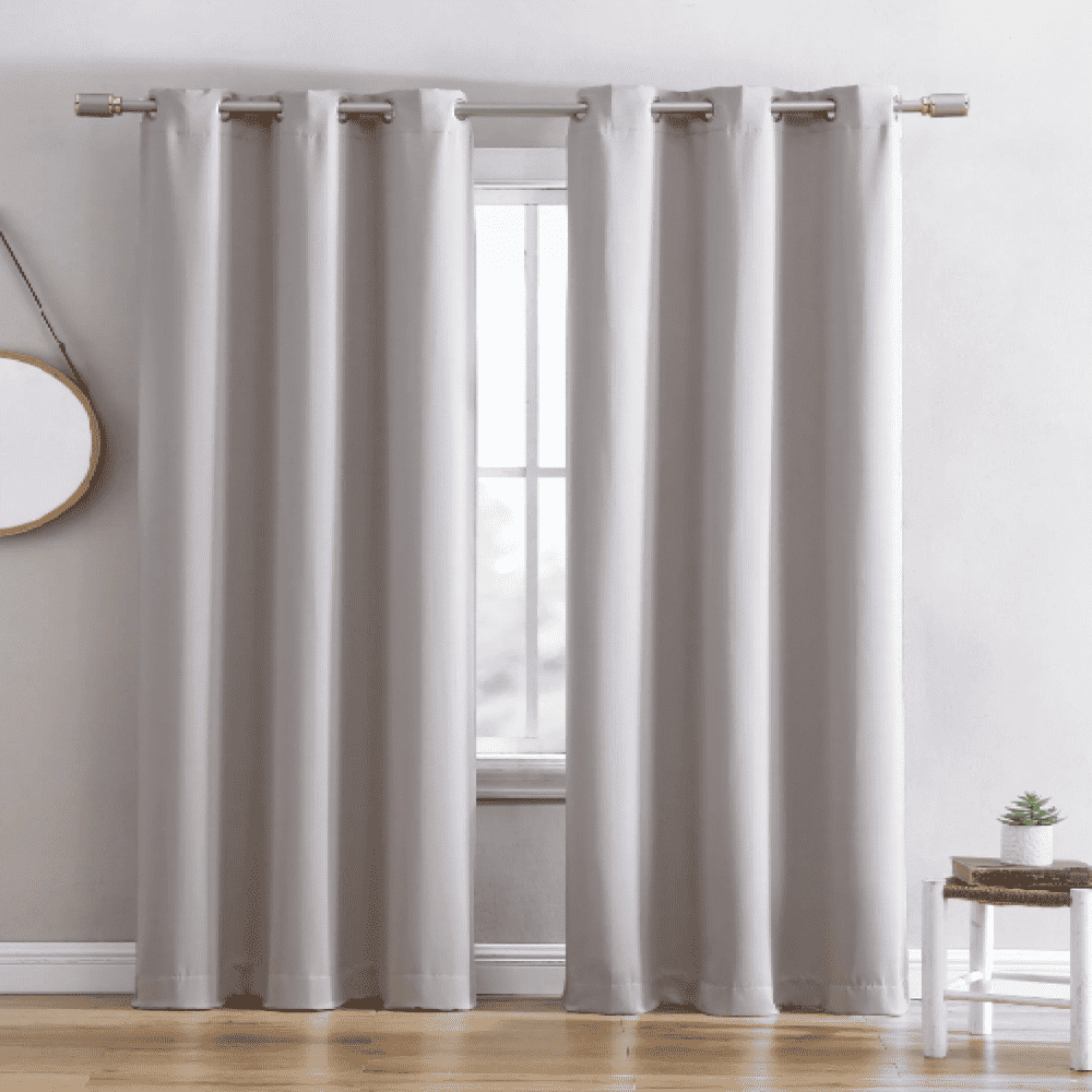 Ring Top Solid Blackout Thermal Grommet Single Curtain Panel Stone color