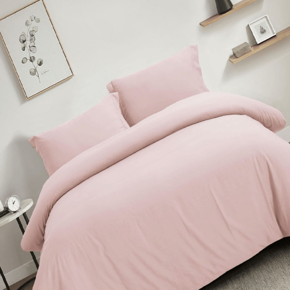 Pink 3pc solid duvet cover mini set at HYC Design