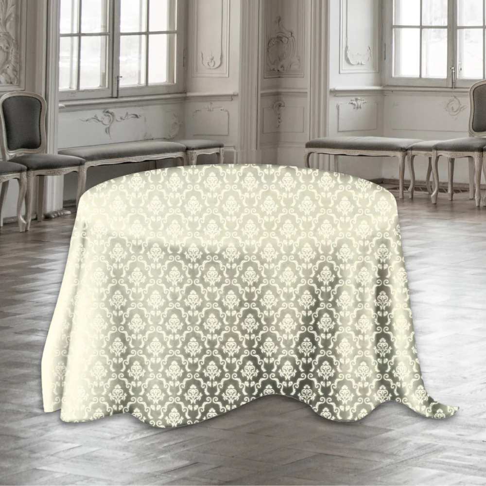 Round Table Mat 120" -  Ivory Jacquard bakcground.