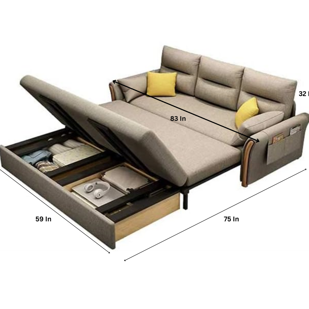 Modern Convertible Folding Sofa Bed with Storage- Storage area