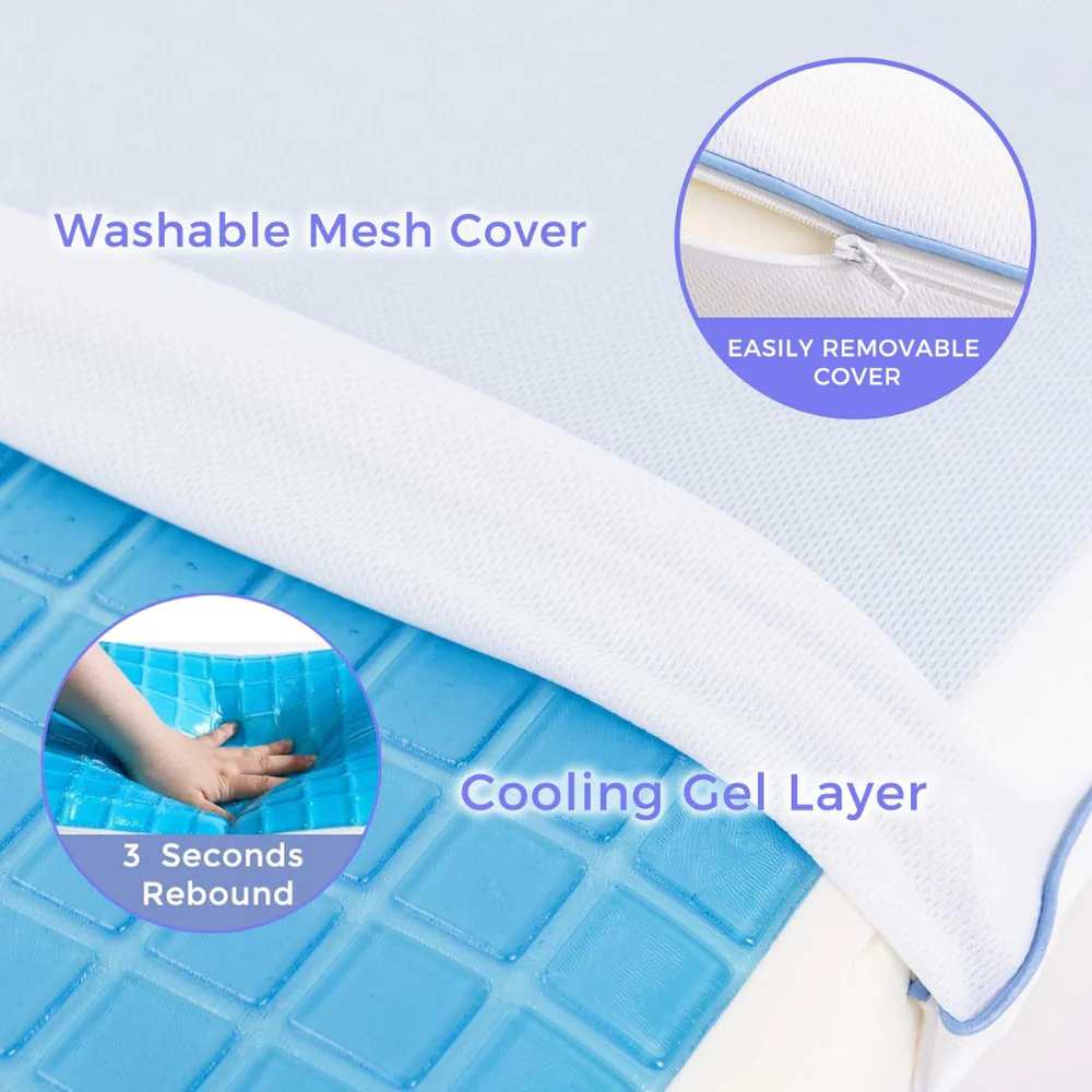 Gel Memory Foam Pillow- washable, easy removable cover and have a cooling gel layer
