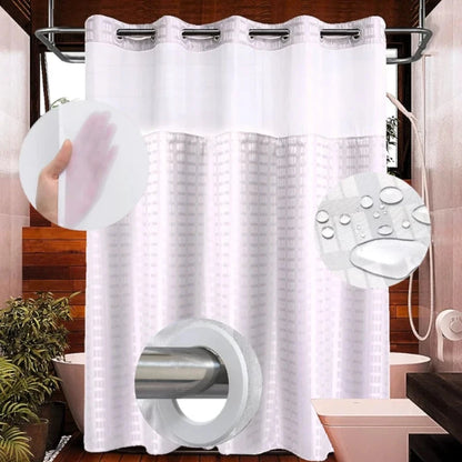 Hook Less Shower Curtain / White Lattice