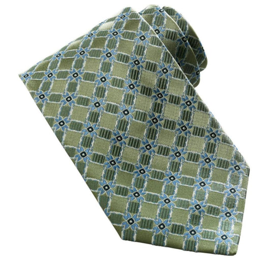 Green and Blue Floral Checkered Tie