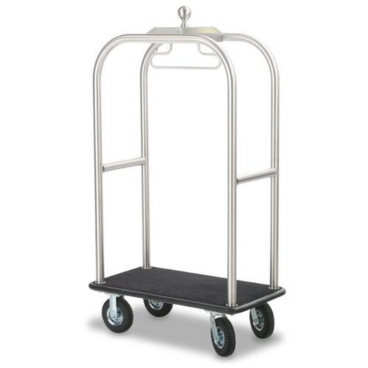 Luxury Silver Curved Bellman Cart for hotels 