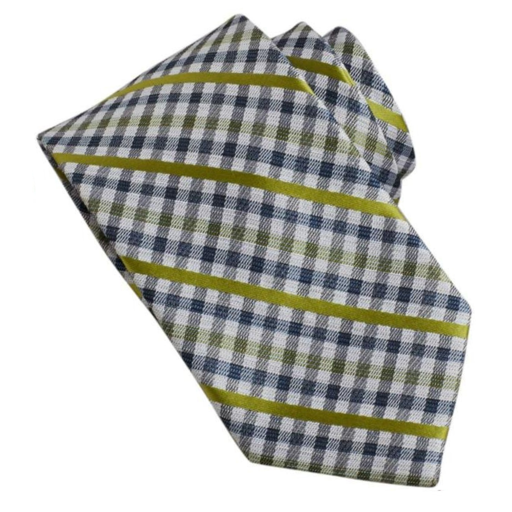 Green and Mustard Checkered Tie