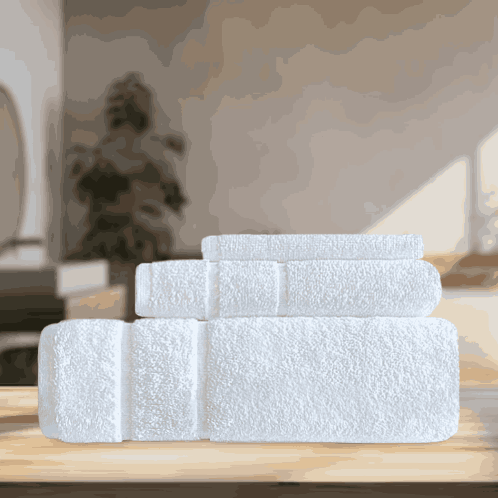 Premium quality bath towels with elegant designs, sold wholesale for Airbnb hosts seeking stylish and functional washroom essentials. FP Series Towel Set - 3pc 
