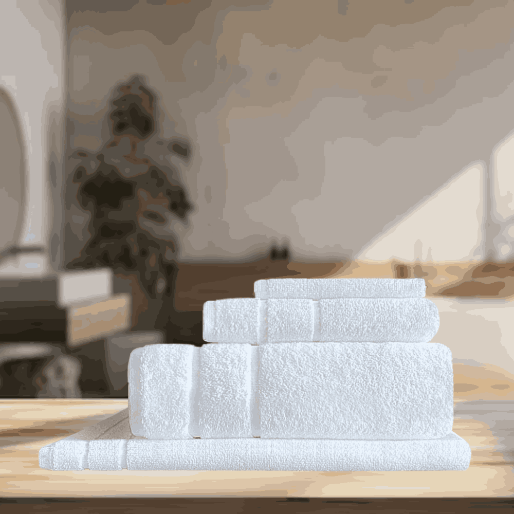 Wholesale hotel towels in classic designs, ideal for professional hospitality needs, combining elegance, durability, and utility in every washroom. FP SERIES Towel Set - 4pc