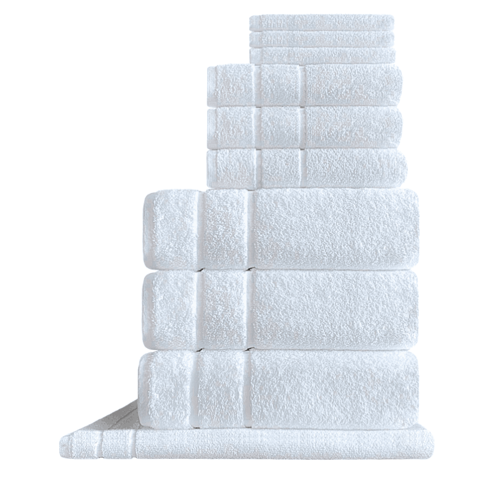 Stylish and functional hotel towels available in bulk quantities, perfect for meeting the diverse needs of vacation rental hosts and hospitality businesses. FP SERIES Towel Set - 10pc