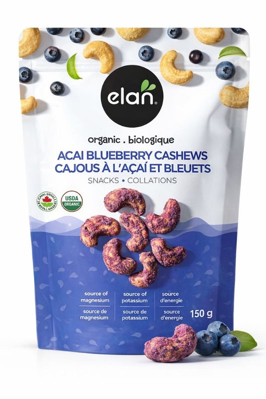 Acai blueberry cashews trail mix, antioxidant rich nut snack for retail and on the go snacking