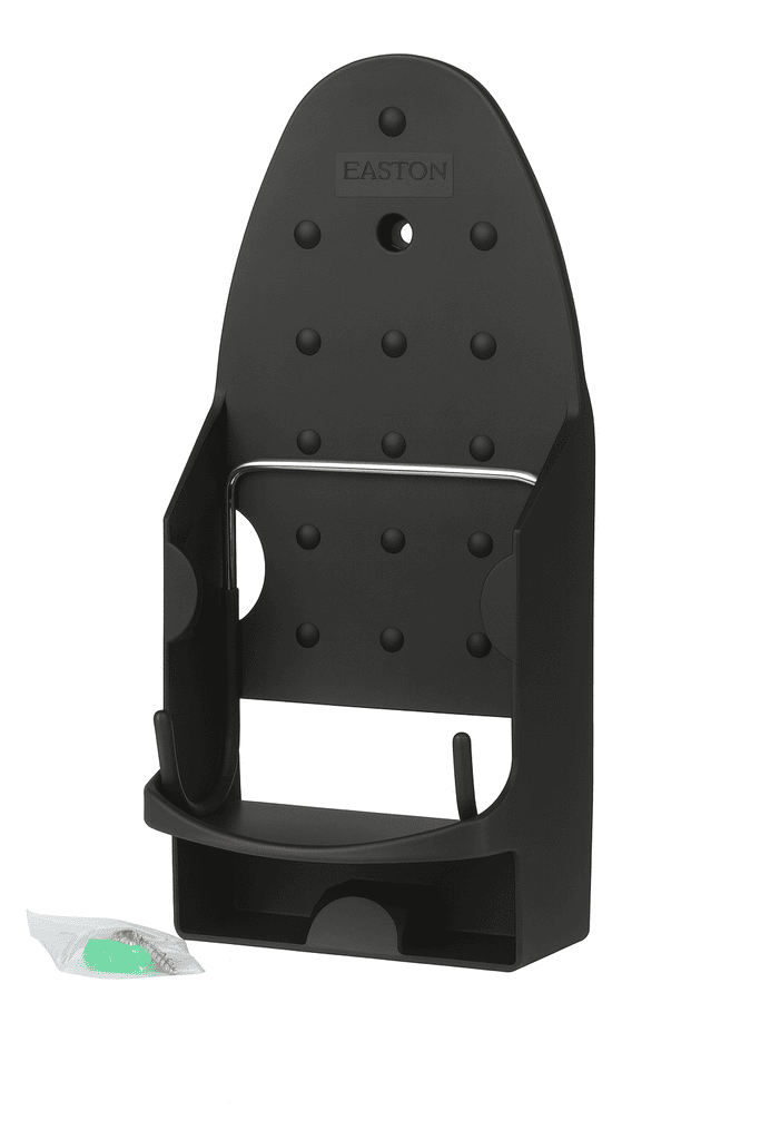 Black wall-mounted iron holder with included wall plugs and screws, perfect for hotel or resort use.